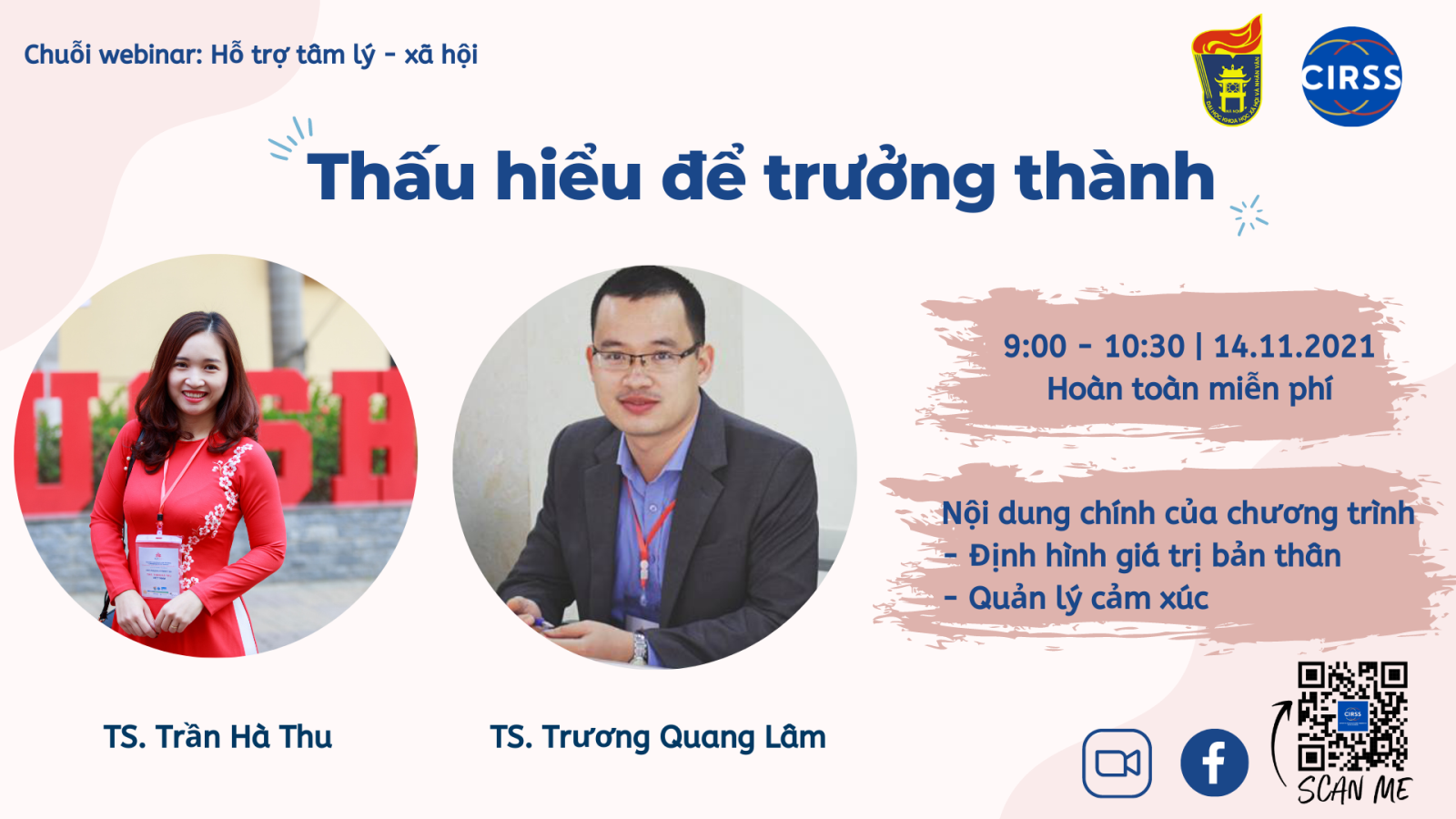 Webinar #1: “Thấu hiểu để trưởng thành” - Hỗ trợ tâm lý cho học sinh, sinh viên